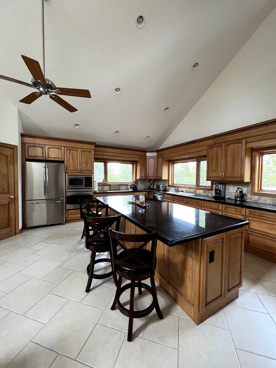 Kitchen island and bar seating
