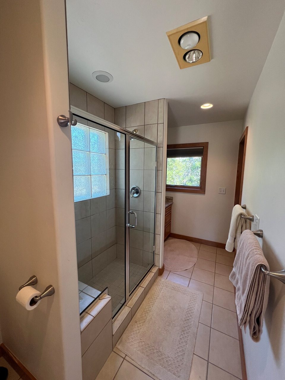 A walk-in shower